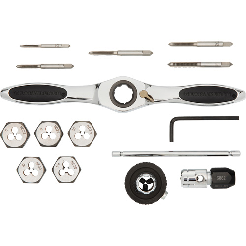 Jeu de tarauds et fili&egrave;res SAE &agrave; cliquet, 15 Morcea Superchem Industries