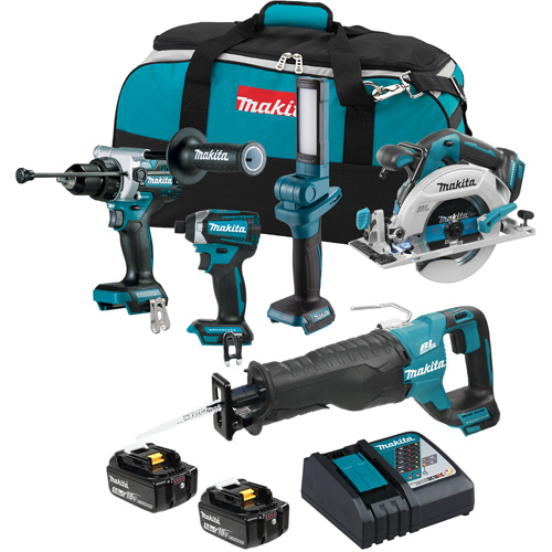 LXT Brushless Cordless 5 Tool Combo Kit, Lithium-Ion, 18 V Superchem Industries