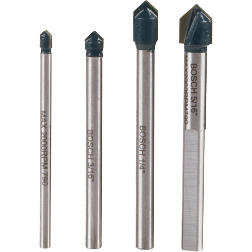 Glass & Tile Drill Bit Set, 4 Pieces, Carbide Superchem Industries