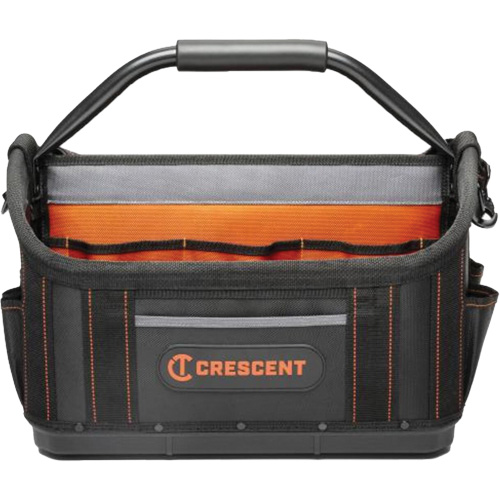 17" Tradesman Open Top Tool Bag, Polyester, 25 Pockets, Black/Orange Superchem Industries