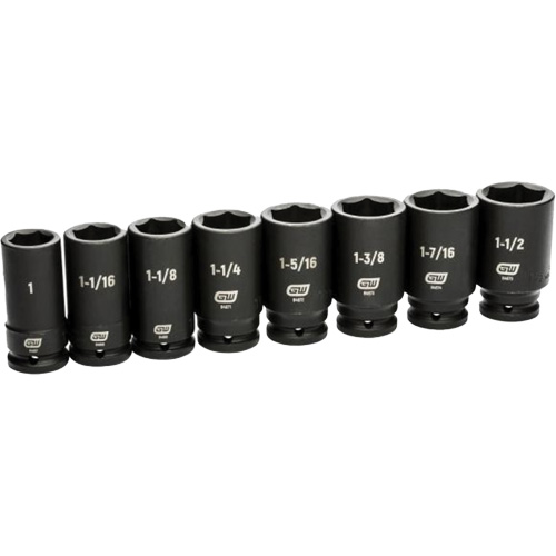 6 Point SAE Socket Set, 8 Pcs, Impact, 3/4" Drive Size, Deep Superchem Industries