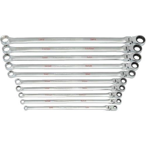 Jeu de cl&eacute;s Gearbox &agrave; t&ecirc;te flexible XL et cannelure universelle 120XP, Cl&eacute; polygonale, 10 morceaux, Imp&eacute;rial Superchem Industries