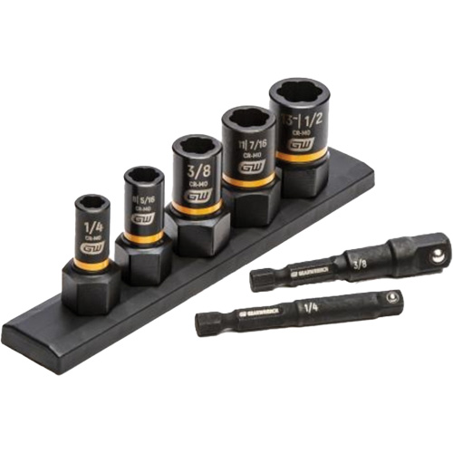 SAE Bolt Biter Extraction Socket Set, 7 Pcs, Impact, 1/4"/3/8" Drive Size Superchem Industries