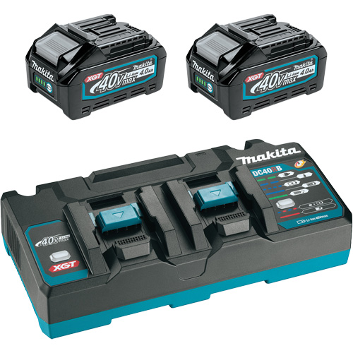 Ensemble de d&eacute;part XGT avec chargeur rapide &agrave; deux ports et deux batteries de 4?Ah, 40 V, Lithium-ion Superchem Industries