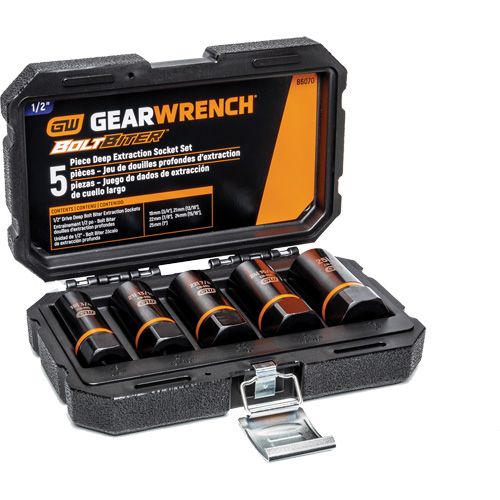 Bolt Biter Extraction Socket Set, 5 Pcs, Impact, 1/2" Drive Size, Deep Superchem Industries