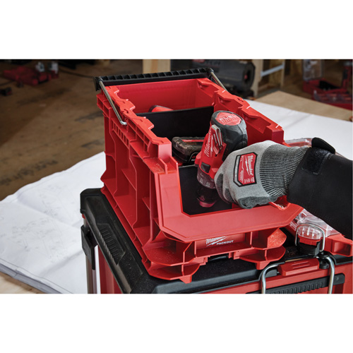 PACKOUT Compact Crate, 15-1/2" x 9-1/2" x 8-3/4", Black/Red Superchem Industries