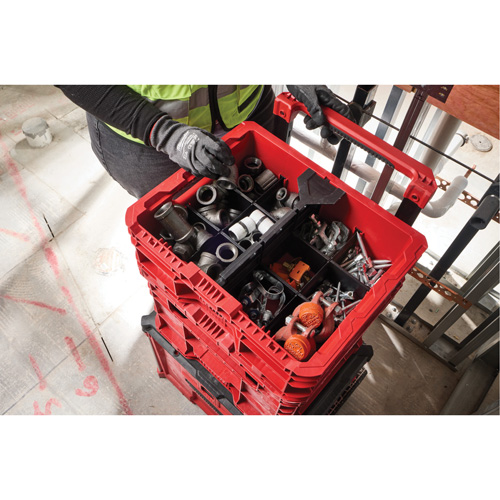 PACKOUT Low-Profile Crate, 15" x 18-5/8" x 6-5/8", Black/Red Superchem Industries