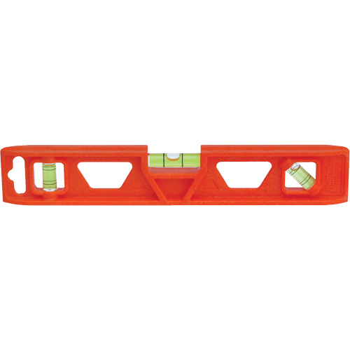 Orange Structo-Cast&reg; Torpedo Level, 9" L, Plastic, 3 Vials, Non-Magnetic Superchem Industries