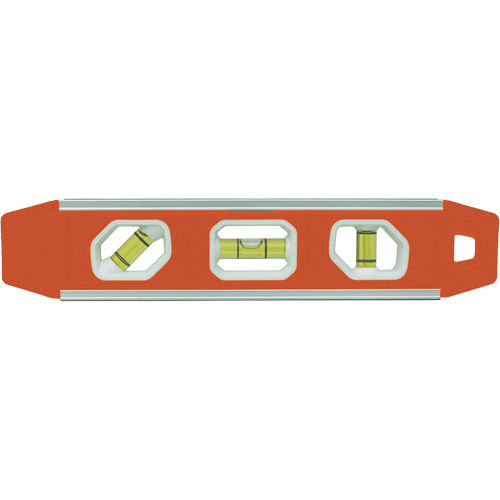 Reinforced Torpedo Level, 9" L, Aluminum, 3 Vials, Magnetic Superchem Industries