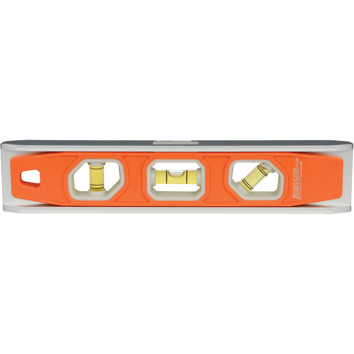 Glo-View&reg; Torpedo Level, 9" L, Aluminum, 3 Vials, Magnetic Superchem Industries