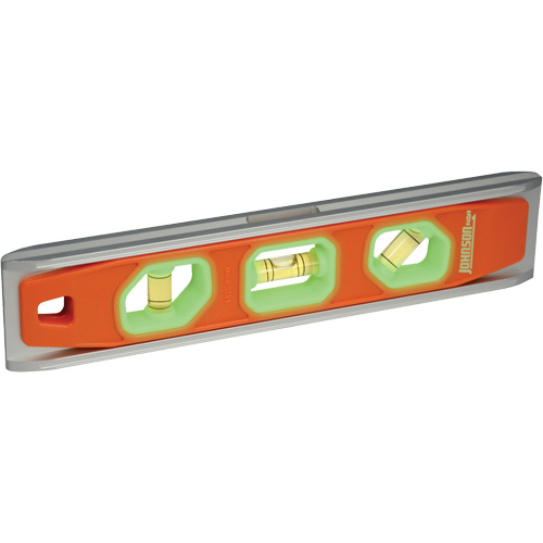 Glo-View&reg; Torpedo Level, 9" L, Aluminum, 3 Vials, Magnetic Superchem Industries