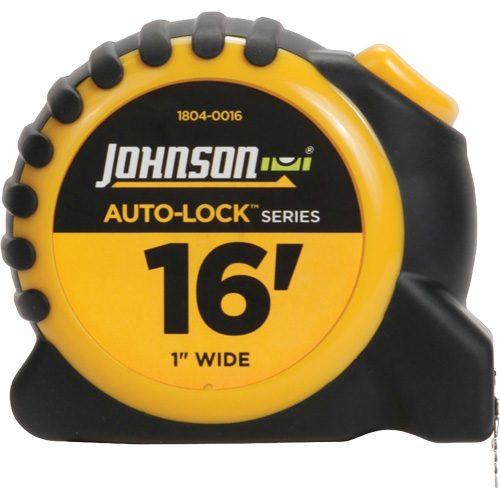 Ruban &agrave; mesurer Auto-Lock avec agrafe de ceinture en acier, 1" x 16', Marques de goujon 1/16" Superchem Industries