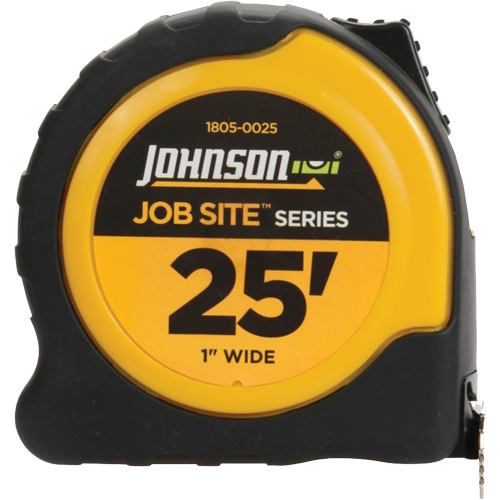 Ruban &agrave; mesurer Job Site avec agrafe de ceinture en acier, 1" x 25', Marques de goujon 1/16" Superchem Industries