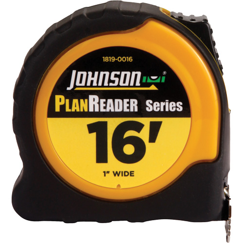 Ruban &agrave; mesurer Plan Reader avec agrafe de ceinture en acier, 1" x 16', Marques de goujon 1/16" Superchem Industries
