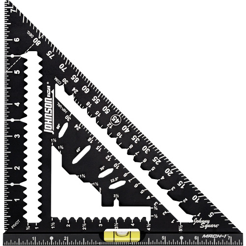 &eacute;querre de charpentier MACH-1 Smart Mark Johnny Square&reg; de 7-1/4 po avec fiole de niveau Superchem Industries