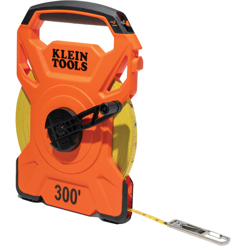 Open Reel Tape Measure with Single Hook and Carabiner, 1/2" x 300', 1/10" Graduations Superchem Industries
