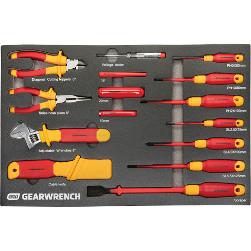 Jeu d'outils VDE isol&eacute;s, 1000 V, 72 M Superchem Industries