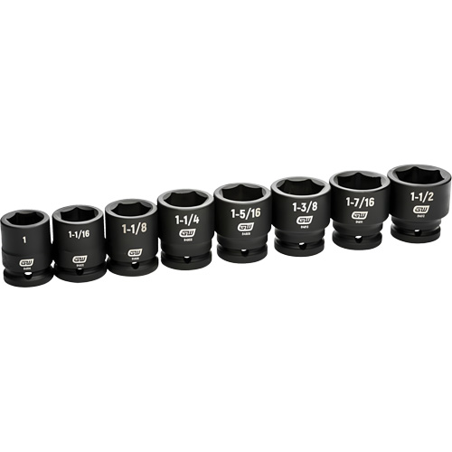 Jeu de douilles SAE &agrave; 6 pans, 8 Mcx, Chocs, Prise de 3/4" Superchem Industries