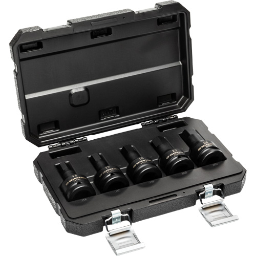 Metric Impact Bit Socket Set with Blow Mold Case, Hex, 3/4" Drive, 5 Pcs Superchem Industries