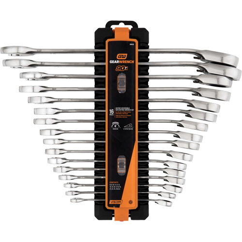 90-Tooth 12-Point Reversible Wrench Set, Ratcheting Box, 16 Pieces, Metric Superchem Industries