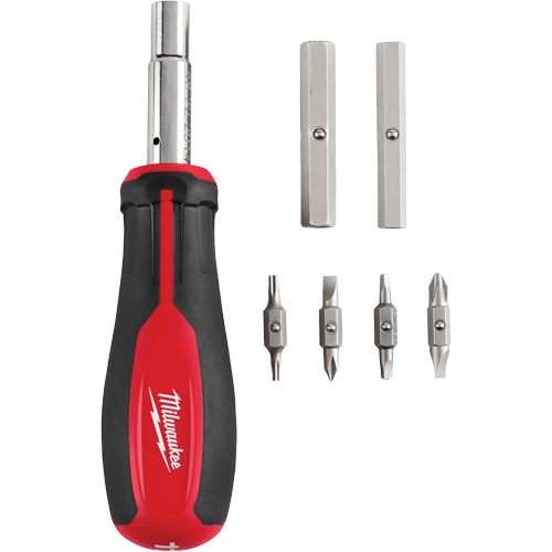 Tournevis multibits &agrave; entraînement magn&eacute;tique 1/4" et 3/8" 11 en 1, 8" lo, Prise Coussin&eacute;e Superchem Industries