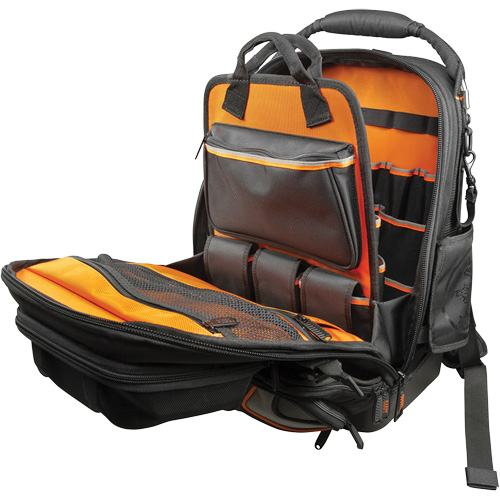 Tradesman Pro Tool Master Tool Bag Backpack, 11" L x 13-1/2" W, Black/Grey/Orange, Polyester Superchem Industries