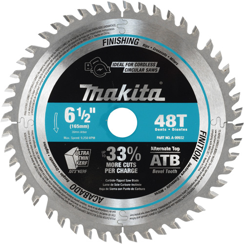 Carbide-Tipped Cordless Plunge Saw Blade, 6-1/2", 48 Teeth, Wood Use Superchem Industries