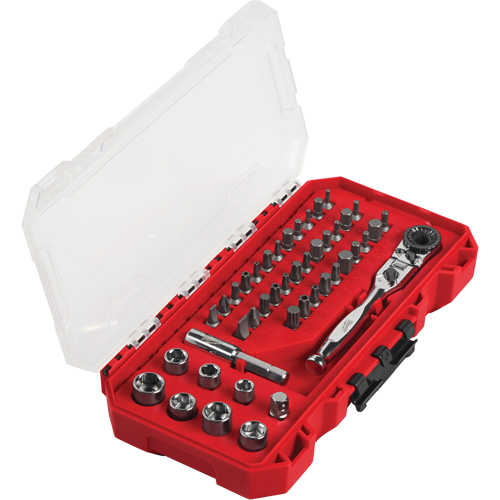 1/4” Hex Drive Mini Flex Head Ratchet & Bit Set with 7 Lock Positions, 44 Pcs., Combo Superchem Industries