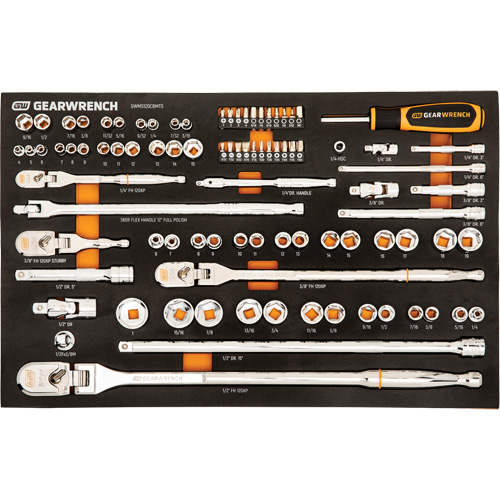 Jeu doutils de m&eacute;canicien 120XP &agrave; entraînement de 1/4", 3/8" et 1/2" avec plateau en mousse, 89 M Superchem Industries