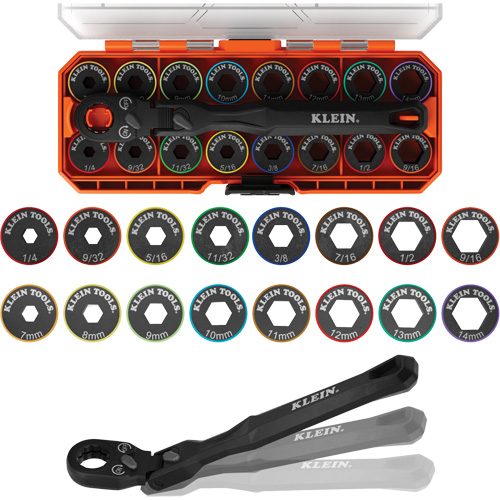 KNECT Ratcheting 17-in-1 Low-Profile Socket Wrench Set, 17 Pcs, Impact, 3/8" Drive Size, Short Superchem Industries