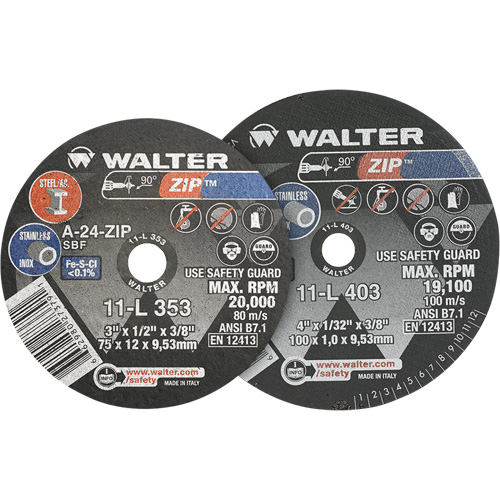 Zip Cut-Off Wheel, 4" x 1/4", 3/8" Arbor, Type 1 Superchem Industries