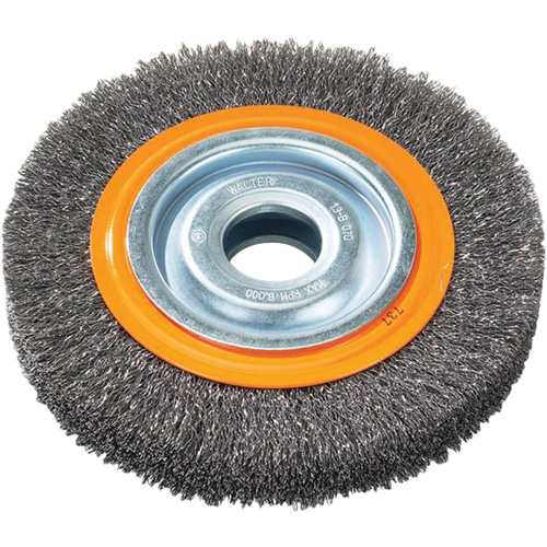 Wire Wheel Brush, 7" Dia., 0.118" Fill, 1-1/4" Arbor Superchem Industries