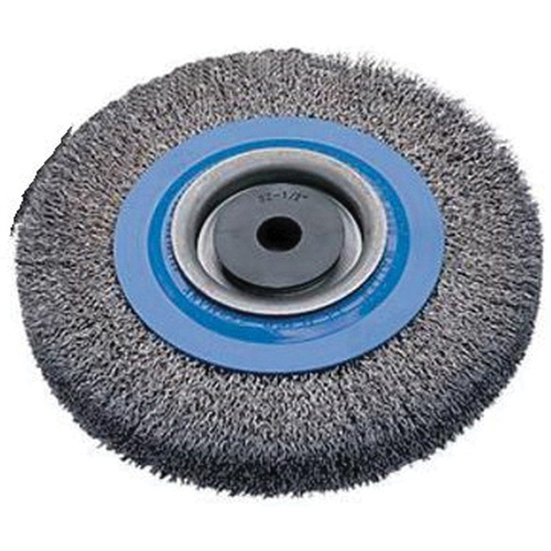 Crimped Wire Bench Wheel Brush, 6" Dia., 0.0118" Fill, 1/2" - 1-1/4" Arbor Superchem Industries