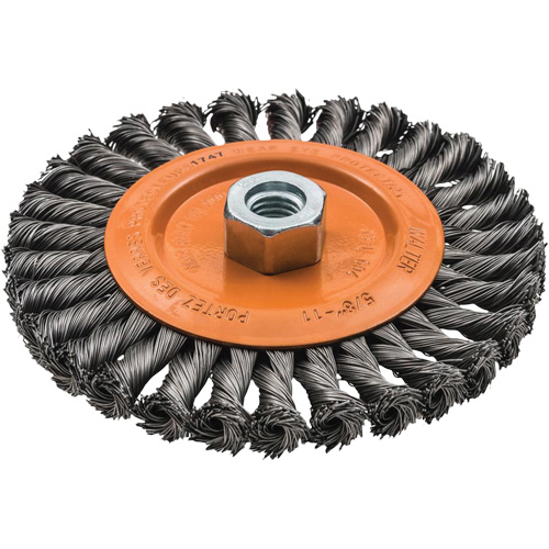 Wide Knotted Wire Wheel Brush, 5/8"-11 Arbor, Steel Superchem Industries