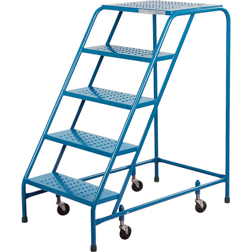 Escabeau roulant, 5 marches, Largeur de la marche 18", Hauteur de la plateforme 46", Acier Superchem Industries