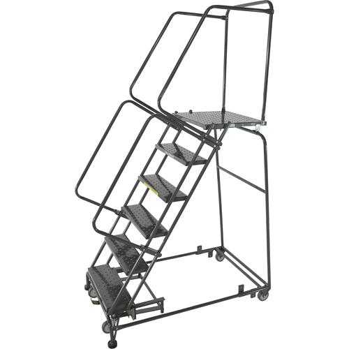 &eacute;chelles roulantes avec pied verrouillable activ&eacute; par le poids, 5 marches, Largeur de la marche 24", Hauteur de la plateforme 50", Acier Superchem Industries