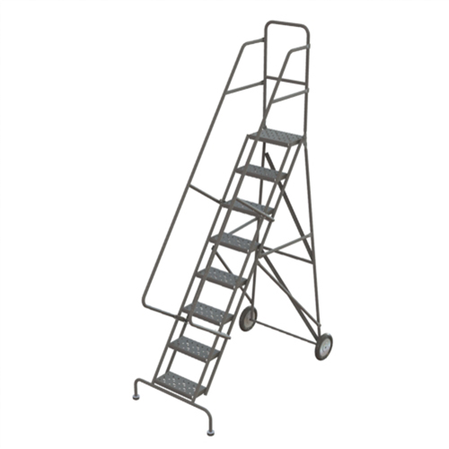 Steel Rolling Ladder, 8 Steps, 16" Step Width, 80" Platform Height, Steel Superchem Industries