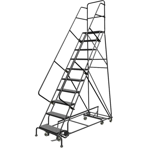 &eacute;chelles roulantes multidirectionnelles, 10 marches, Largeur de la marche 24", Hauteur de la plateforme 100", Acier Superchem Industries