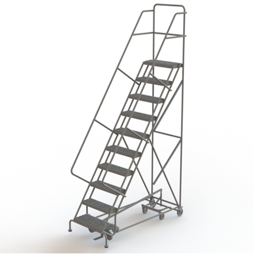 All Directional Rolling Ladder, 10 Steps, 24" Step Width, 100" Platform Height, Steel Superchem Industries
