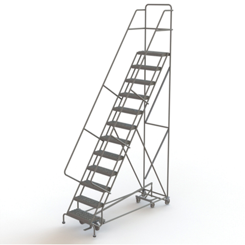 All Directional Rolling Ladder, 12 Steps, 24" Step Width, 120" Platform Height, Steel Superchem Industries