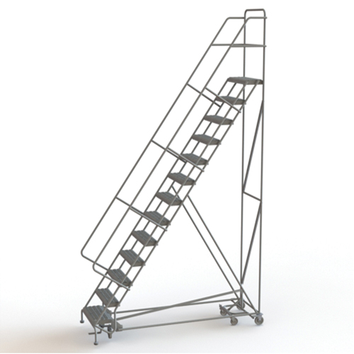 All Directional Rolling Ladder, 13 Steps, 24" Step Width, 130" Platform Height, Steel Superchem Industries