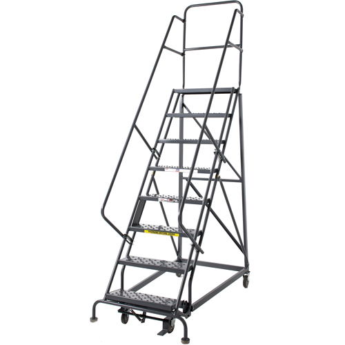 &eacute;chelles roulantes robustes, 8 marches, Largeur de la marche 24", Hauteur de la plateforme 80", Acier Superchem Industries
