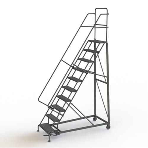 &eacute;chelles roulantes robustes, 10 marches, Largeur de la marche 24", Hauteur de la plateforme 100", Acier Superchem Industries