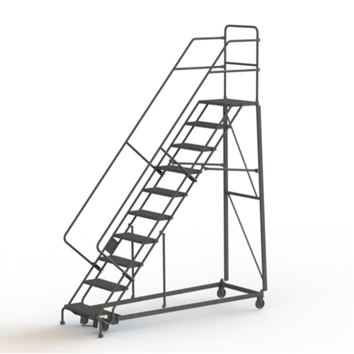 Heavy Duty Safety Slope Ladder, 10 Steps, Serrated, 50° Incline, 100" High Superchem Industries