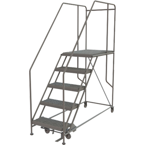 Plateforme de travail mobile, Acier, 5 Marches, 50" ha, 35" p, 24" Marche, Stri&eacute; Superchem Industries