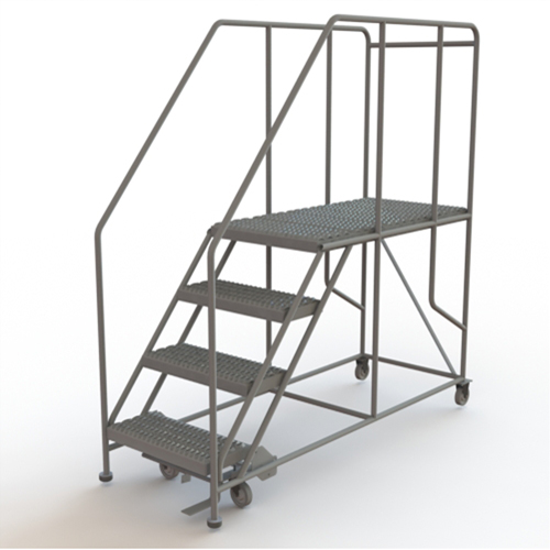 Mobile Work Platform, Steel, 4 Steps, 40" H, 47" D, 24" Step, Serrated Superchem Industries