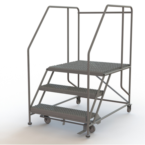 Mobile Work Platform, Steel, 3 Steps, 30" H, 36" D, 36" Step, Serrated Superchem Industries