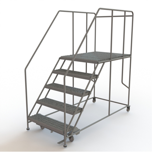 Mobile Work Platform, Steel, 5 Steps, 50" H, 48" D, 36" Step, Serrated Superchem Industries