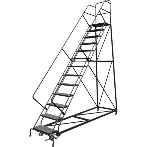 &eacute;chelles en angle de s&eacute;curit&eacute;, 13 marches, Perfor&eacute;, Inclinaison 50°, Hauteur 130" Superchem Industries