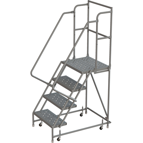 Deep Top Step Rolling Ladder, 4 Steps, 16" Step Width, 40" Platform Height, Steel Superchem Industries